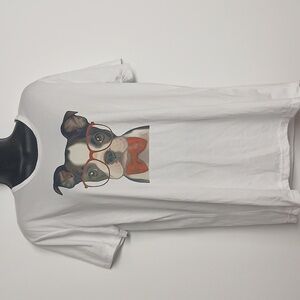 Meinuoduo Stylish Dog White Graphic T Shirt Size 2XL NIP